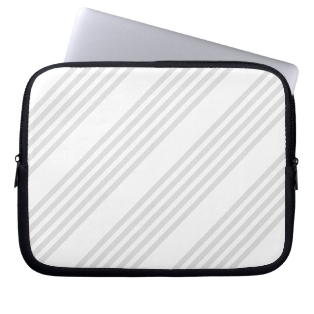 Light grey and white five stripes pattern laptop sleeve (Front)
