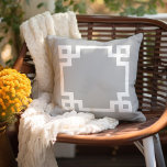 Light Grey and White Greek Key | Editable Colours Outdoor Pillow<br><div class="desc">Design your own custom throw pillow in any colour combination to perfectly coordinate with your home decor in any room! Use the design tools to change the background colour and the Greek key border colour, or add your own text to include a name, monogram initials or other special text. Every...</div>