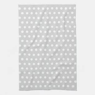 Light Grey and White Polka Dot Pattern. Kitchen Towel