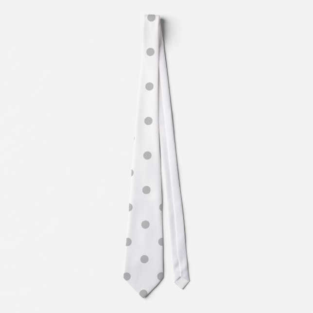 Light Grey and White Polka Dot Pattern. Tie (Front)