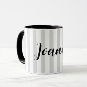 Light Grey and White Stripes Personalized Mug