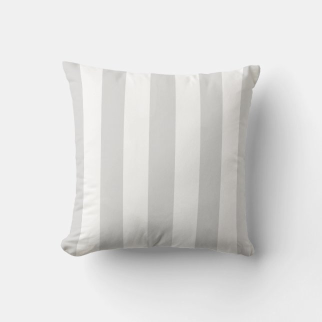 Light Grey and White XL Stripe Pattern Throw Pillow (Front)