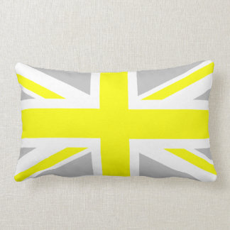 Light Grey and Yellow Union Jack Lumbar Pillow