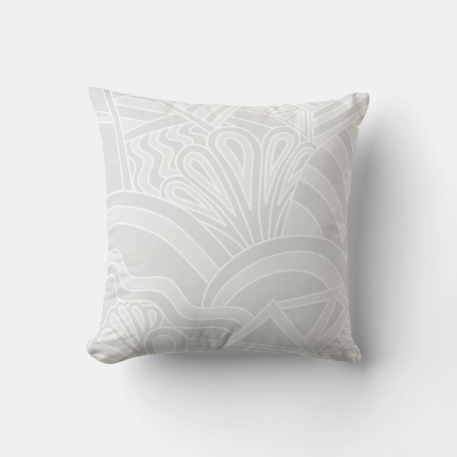 Light Grey Art Deco Style Design. Throw Pillow (Front)