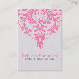 Light Grey Background And Pink Floral Lace Business Card