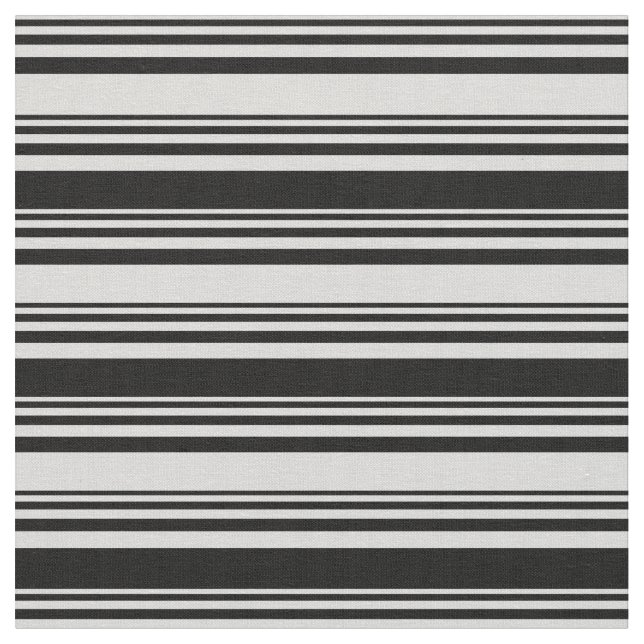 Light Grey & Black Coloured Striped/Lined Pattern Fabric (Close Up)