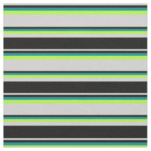 Light Grey, Black, Dark Cyan & Light Green Lines Fabric