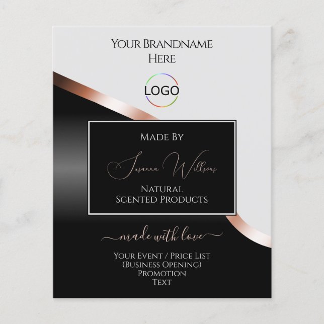 Light Grey Black Wavy Rose Gold Decor with Logo Flyer (Front)