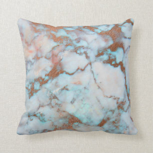 Light Grey Blue And Brown Marble Throw Pillow
