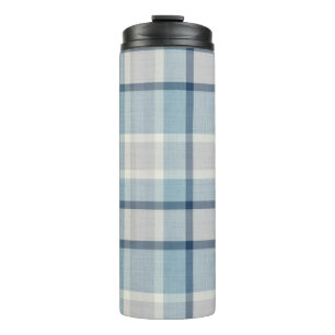 Light grey-blue textured checkered  thermal tumbler