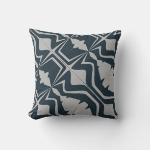 Light Grey Bold Diagonal Sound Waves on Navy Throw Pillow
