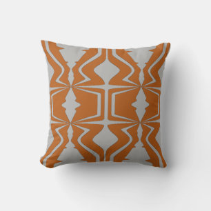 Light Grey Bold Large Sound Wave Designs on Orange Throw Pillow