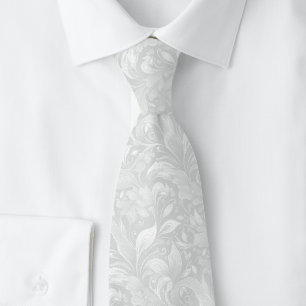 Light Grey Botanical Batik Tie