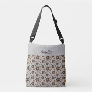 Light grey brown natural flower name crossbody bag