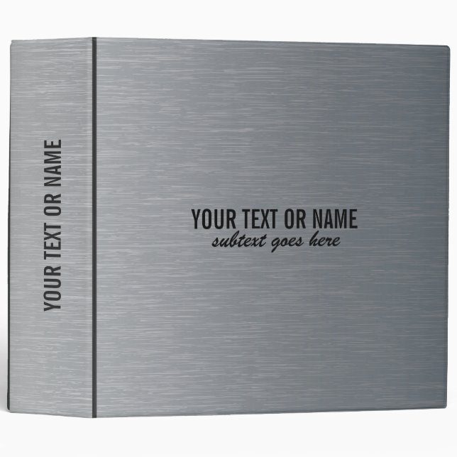 Light Grey Brushed Aluminum Metal Pattern-Template Binder (Front/Spine)