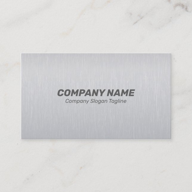 Light-grey brushed aluminum texture business card (Front)