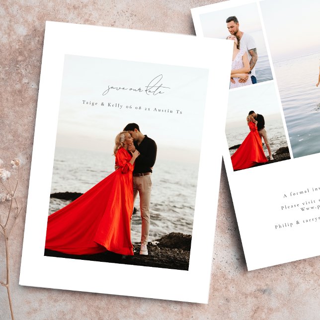 light grey calligraphy frame photo calligraphy save the date (Creator Uploaded)