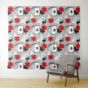 Light Grey Casino Poker Large Tapestry Backdrop