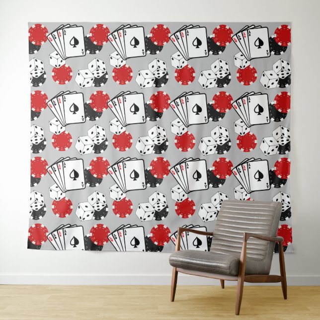 Light Grey Casino Poker Large Tapestry Backdrop (In Situ (Horizontal))