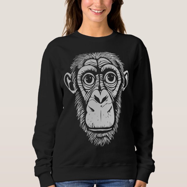Light Grey Chimpanzee   Ape Not Monkey   Cute Chim Sweatshirt (Front)