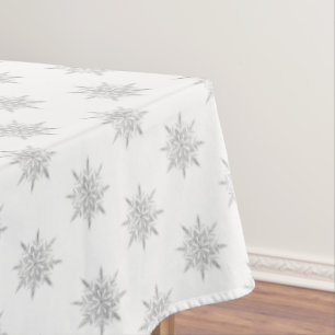 Light Grey Christmas Snowflakes on White Tablecloth