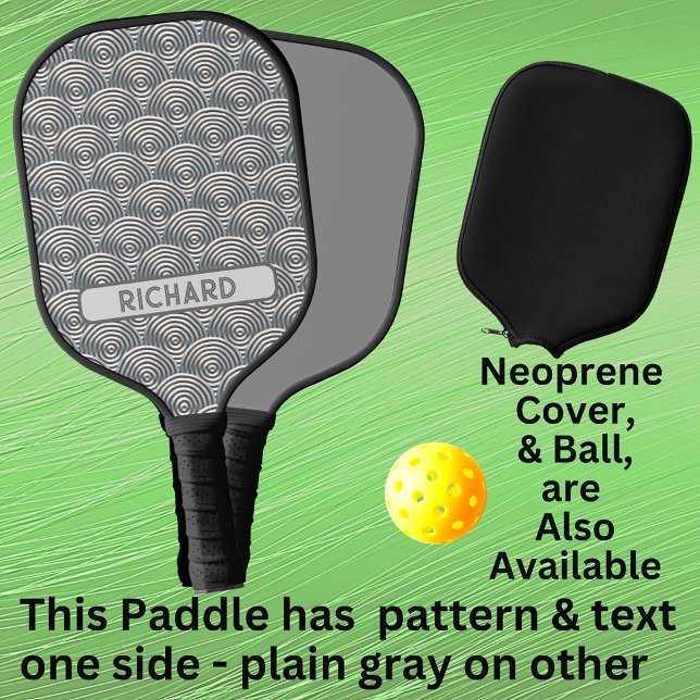 Light Grey Circle Geometric, Add Name or Monogram  Pickleball Paddle (Creator Uploaded)