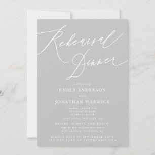 Light Grey Classic Calligraphy Wedding Rehearsal Invitation