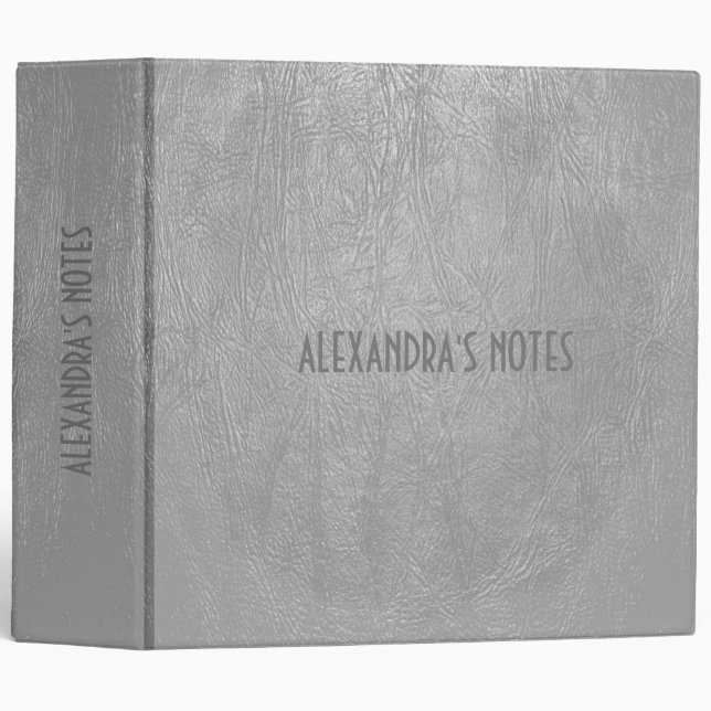 Light Grey Colour Leather Pattern-Binder Template Binder (Front/Spine)