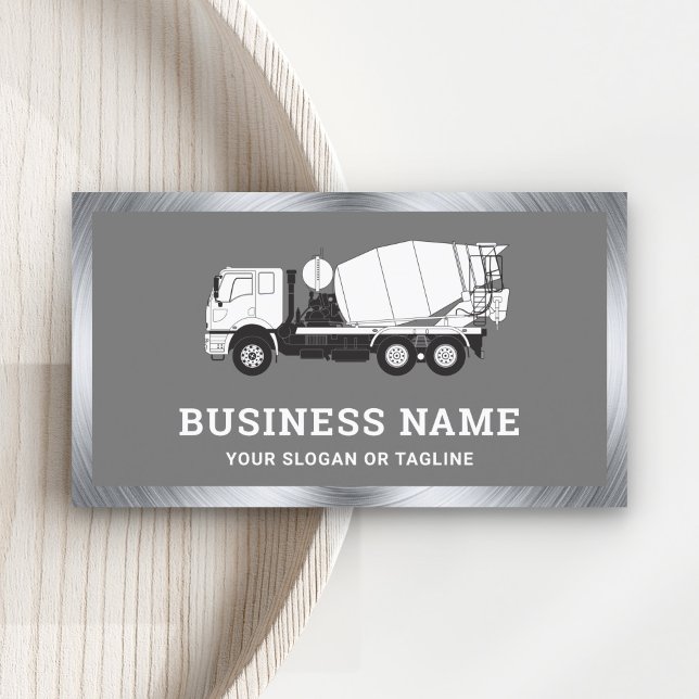 Light Grey Concrete Mixer Cement Truck Business Card (Creator Uploaded)