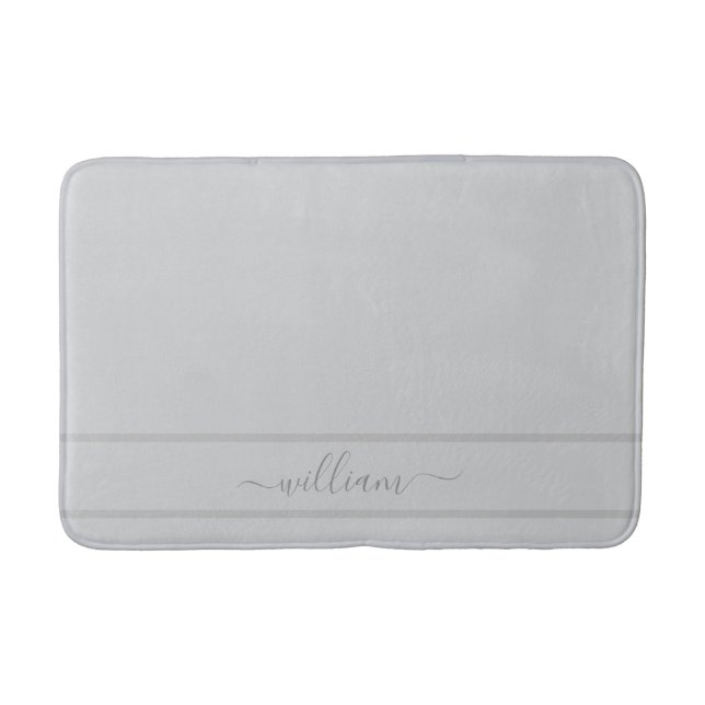 Light Grey Custom Name Bath Mat (Front)