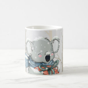 Light Grey Cute Koala in Snowfall Woods Mug