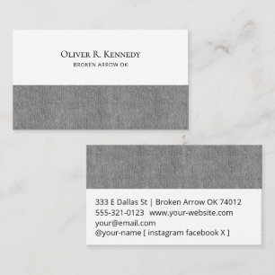 Light Grey Denim Accent Print on White Business Card