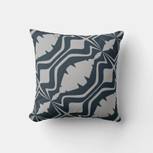 Light Grey Diagonal Large Sound Waves on Navy Throw Pillow