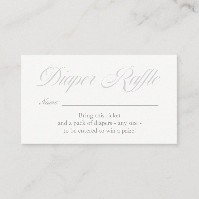 Light Grey Diamonds Diaper Raffle Card (Front)