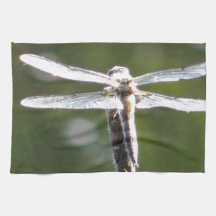 Light grey dragonfly kitchen towel