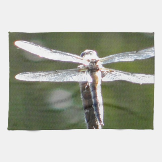 Light grey dragonfly kitchen towel (Horizontal)