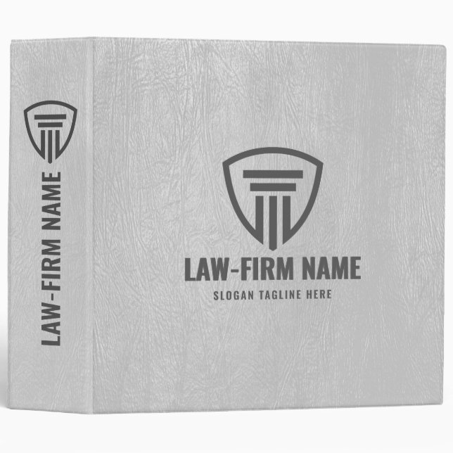 Light-Grey Faux Leather Law Office Logo Binder (Front/Spine)