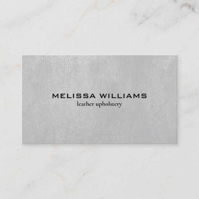 Light-grey faux leather texture business card (Front)