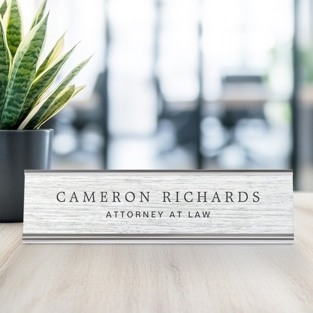 Light grey faux wood grain name and title template desk name plate (Light gray faux wood grain name and title template desk name plate)