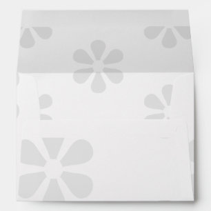 light grey flowers, white pattern envelope