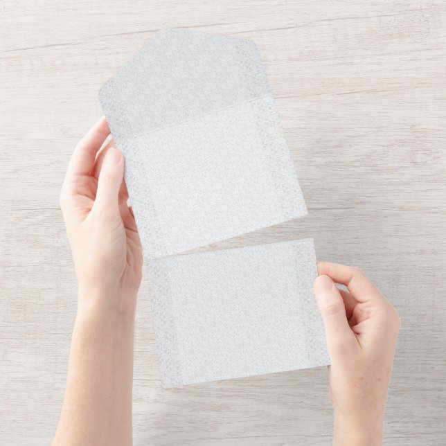 Light Grey Geometric Floral |Modern Summer Pattern All In One Invitation (Tearaway)