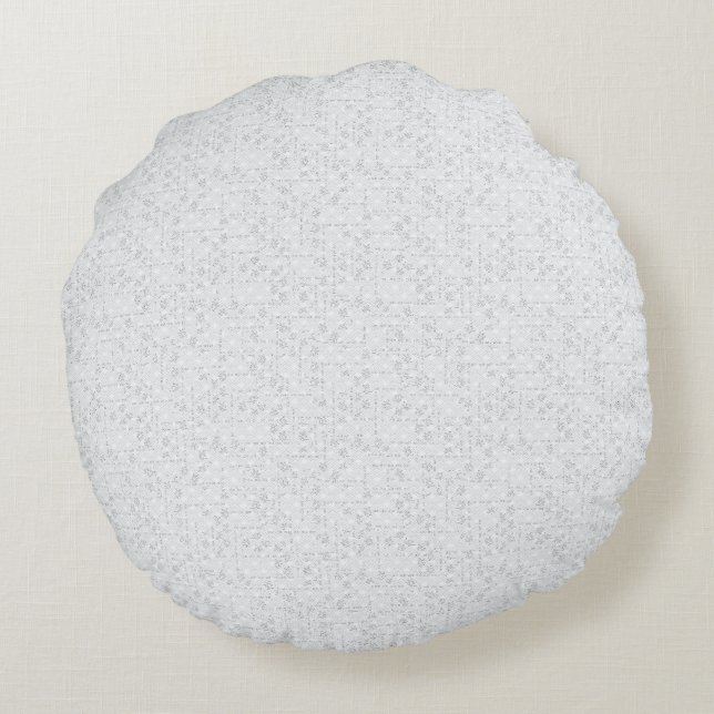 Light Grey Geometric Floral Pattern Round Pillow (Back)