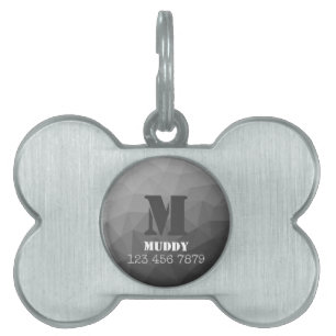 Light grey geometric mesh pattern custom Monogram Pet ID Tag