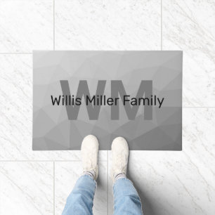 Light grey geometric mesh pattern Monogram Doormat