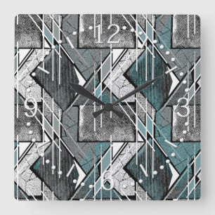 Light grey geometric print. car floor mat square wall clock
