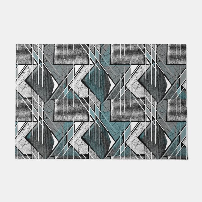 Light grey geometric print. doormat (Front)