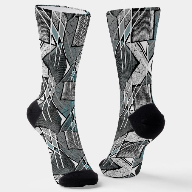 Light grey geometric print. socks (Angled)