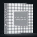 Light Grey Gingham Family Recipe Cookbook Binder<br><div class="desc">Classic Gingham patterned personalized family recipe cookbook binder!</div>