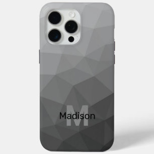 Light grey gradient geometric mesh Monogram iPhone 15 Pro Max Case