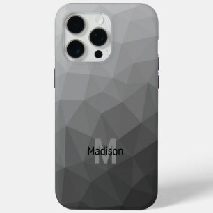 Light grey gradient geometric mesh Monogram iPhone 15 Pro Max Case